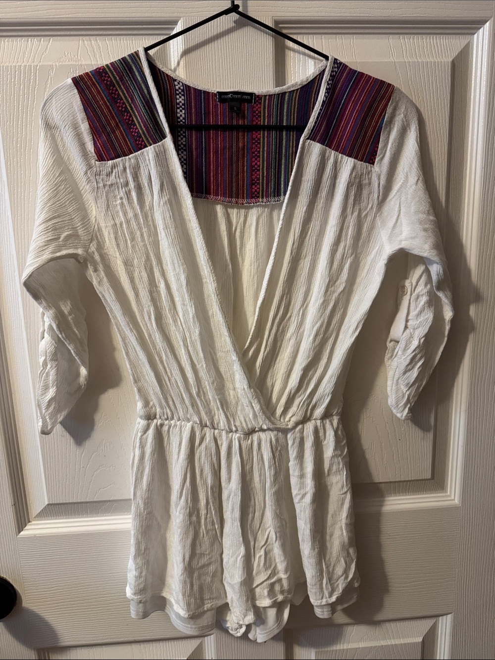 Deep open V neck romper